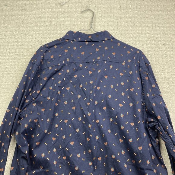 Ben Sherman Men’s XL Stretch Floral AOP Button Up Shirt Long Sleeve Dark Blue - Picture 13 of 13